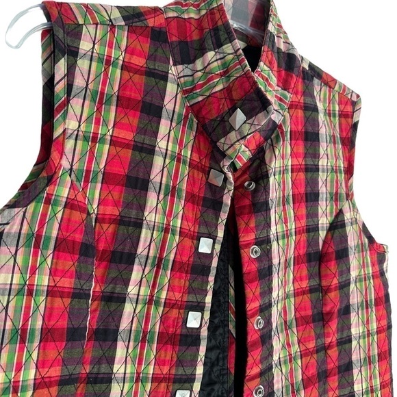 Christopher & Banks Vintage Red Plaid Quilted Vest Waistcoat, Large - Picture 3 of 7